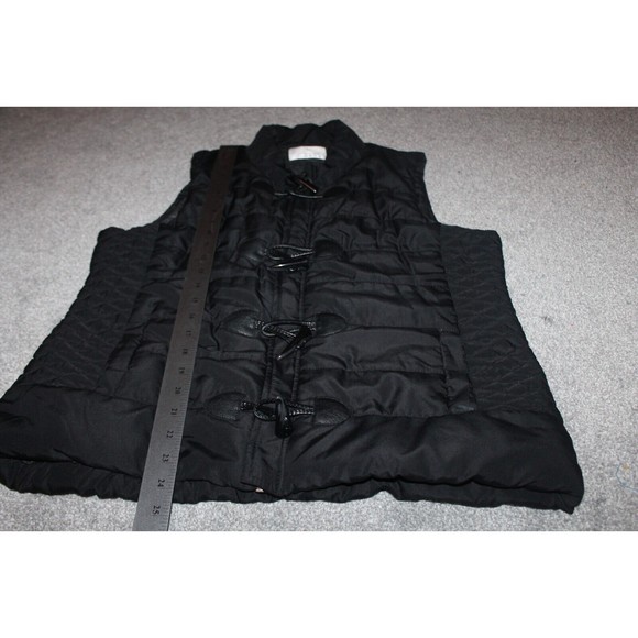 Women's XL Puffer Vest Jacket Black Quilted Sleeveless Zip and Button Up Lined - Picture 6 of 7